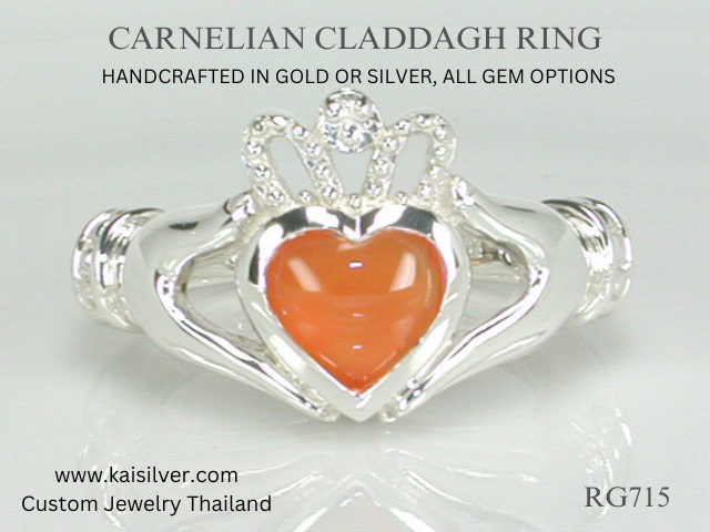 carnelian claddagh ring