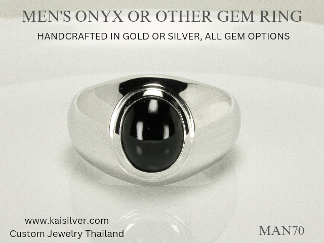 onyx ring black gemstone gold or silver