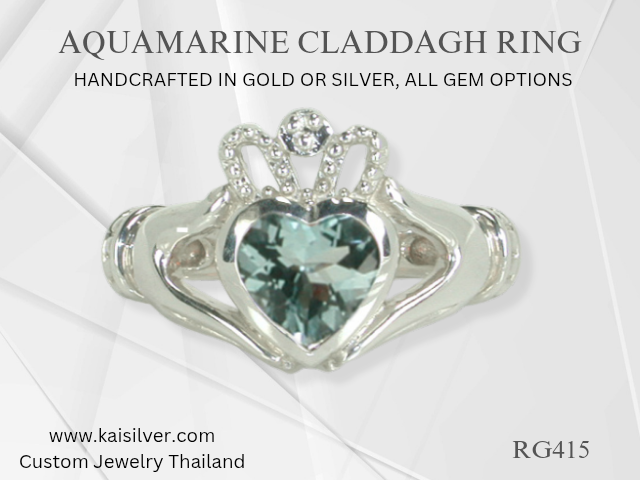 aquamarine engagement ring claddagh